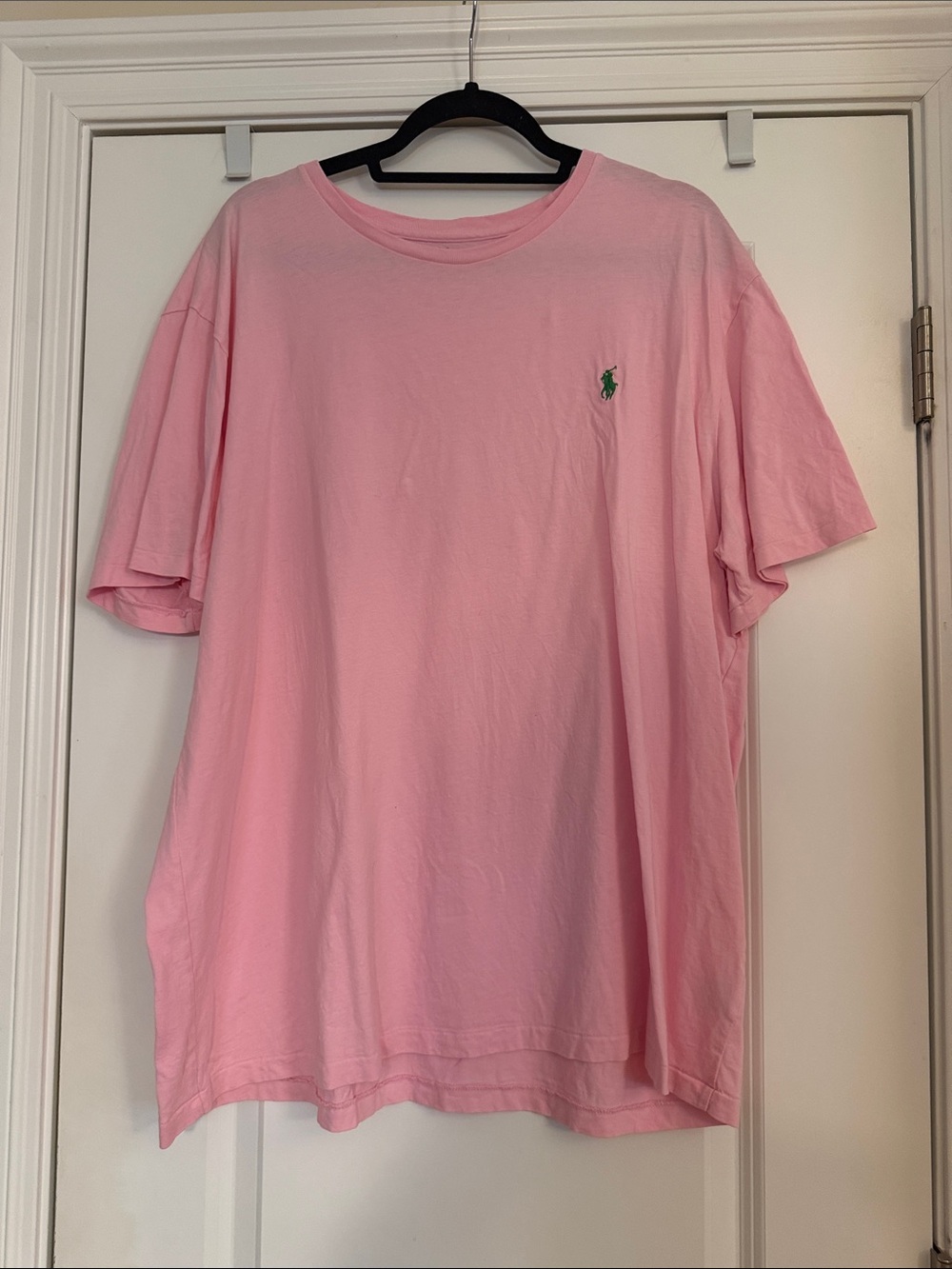 Ralph Lauren Pink Crewneck T-Shirt with Green Pony Logo